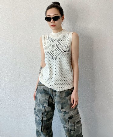 White Pattern Vest #250419